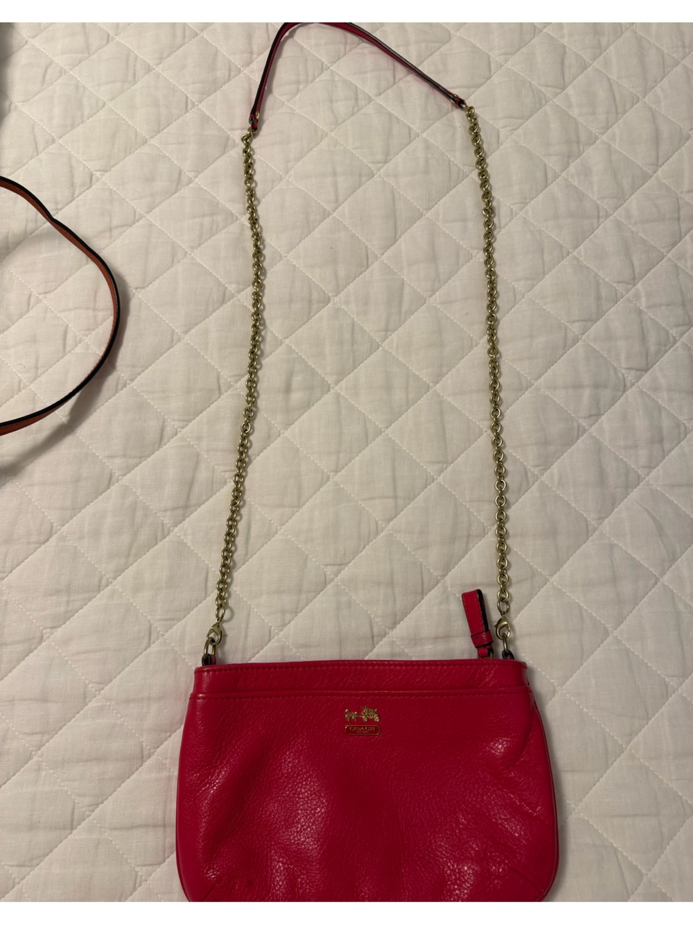 Coach Pink Leather Crossbody Bag with Gold Chain